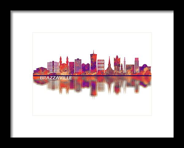 Brazzaville Framed Print featuring the mixed media Brazzaville Congo skyline #1 by NextWay Art
