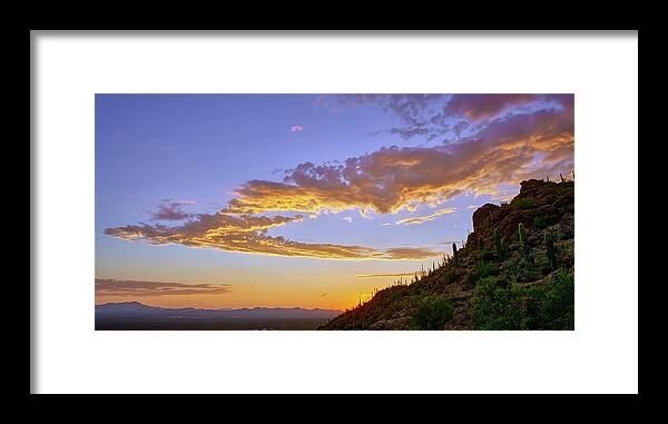 Sunset Framed Print featuring the photograph Breathtaking Arizona Sunset Over Gates Pass by Chris Anson