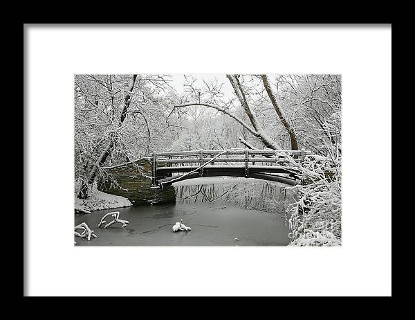Bridge Framed Print featuring the photograph Bridge in Winter #1 by Timothy Johnson