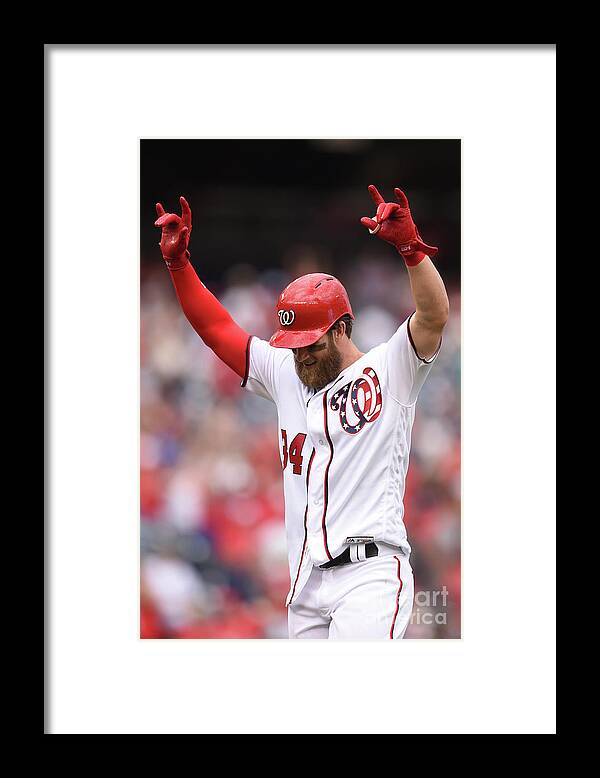 Three Quarter Length Framed Print featuring the photograph Bryce Harper by Mitchell Layton
