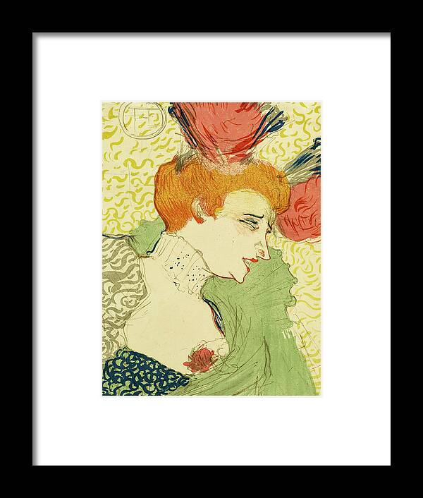 Figurative Framed Print featuring the painting Bust of Mlle. Marcelle Lender #2 by Henri de Toulouse Lautrec
