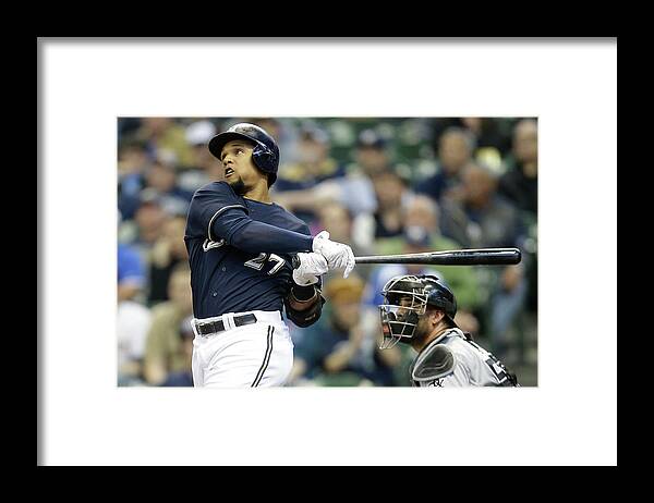 American League Baseball Framed Print featuring the photograph Carlos Gomez by Mike Mcginnis