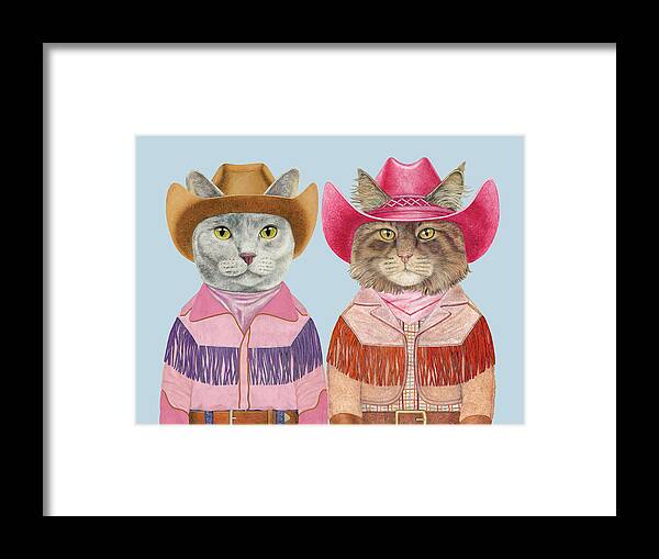 Cowboy Framed Print featuring the painting Carnival Cats #1 by Animal Crew