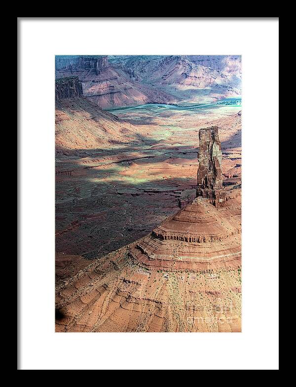 Castleton Tower Framed Print featuring the photograph Castleton Tower in Castle Valley Utah Aerial by David Oppenheimer