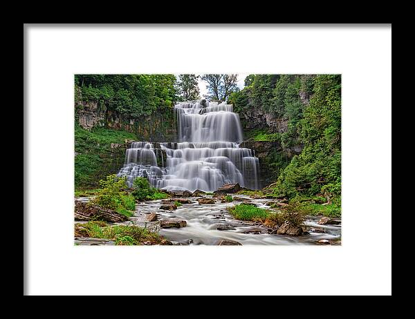 Waterfall Framed Print featuring the photograph Chittenango Falls At Chittenango State Park In New York #1 by Jim Vallee