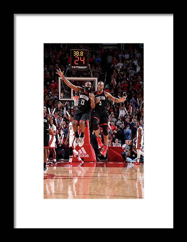 James Harden Framed Print featuring the photograph Chris Paul and James Harden by Bill Baptist