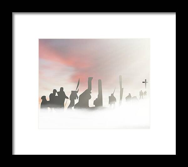 Soldiers Framed Print featuring the mixed media Christian Soldiers in the Sky #1 by Bob Pardue