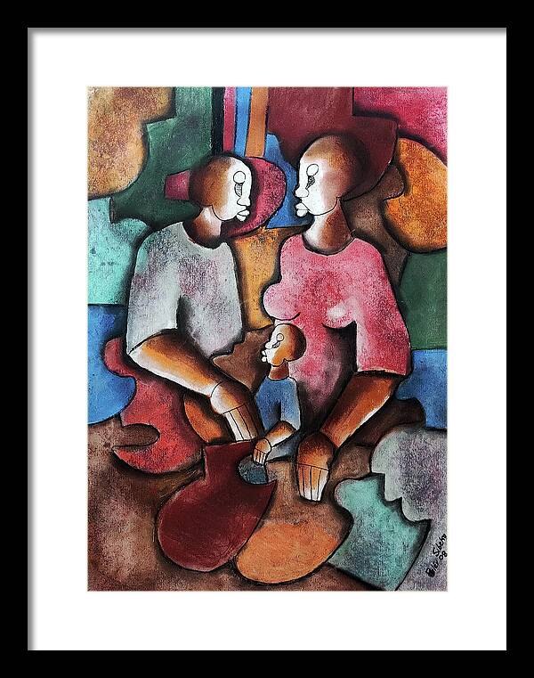 African Art Framed Print featuring the painting Circle of Love by Peter Sibeko 1940-2013