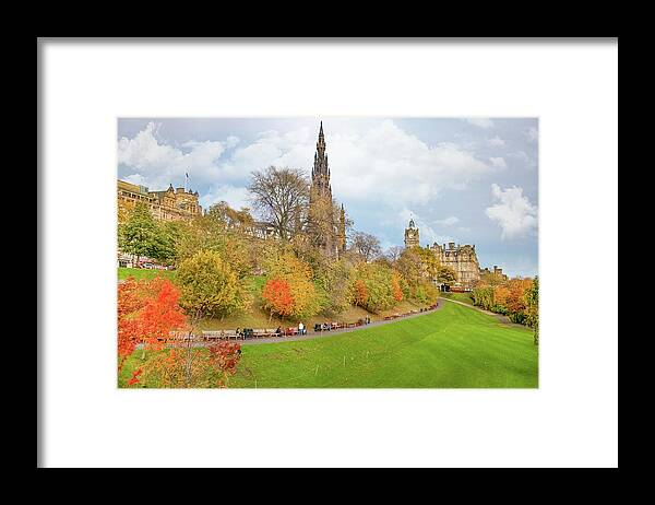 City Of Edinburgh Framed Print featuring the digital art City of Edinburgh Scotland - Scots Memorial by SnapHappy Photos