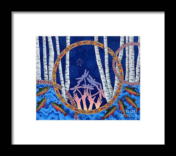 Native American Framed Print featuring the painting Clans Gather by Chholing Taha