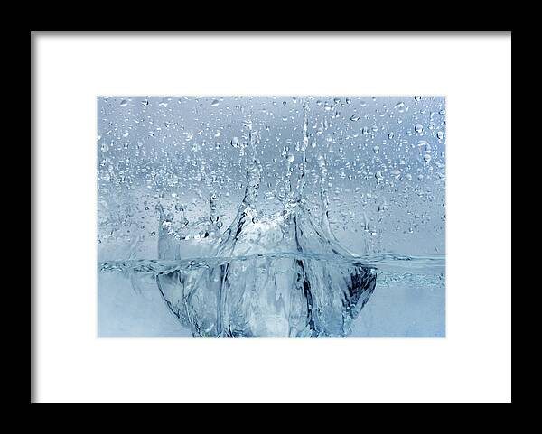 Abstract Framed Print featuring the photograph Close Up Of The Water Splash Blue #1 by Severija Kirilovaite