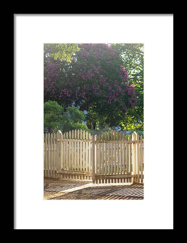 Colonial Williamsburg Framed Print featuring the photograph Colonial Garden Gate #2 by Rachel Morrison