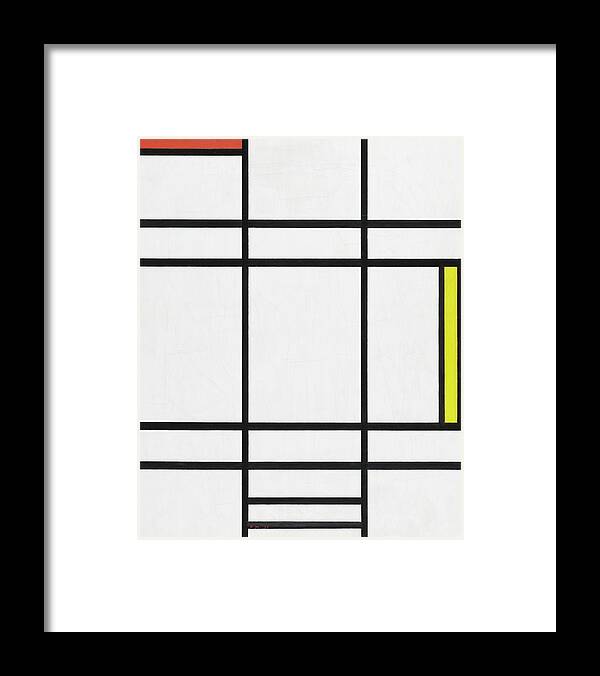 Abstract Art Framed Print featuring the painting Composition in White, Red, and Yellow #1 by MotionAge Designs