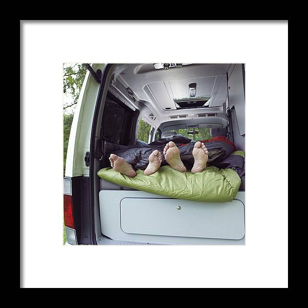 Camping Framed Print featuring the photograph Couple with Motor home camping #1 by Gary John Norman