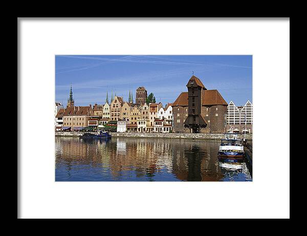 Built Structure Framed Print featuring the photograph Crane Gate, Motlawa Canal, Old Town, Gdansk, Poland #1 by Dallas and John Heaton