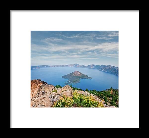 Aerial View Framed Print featuring the photograph Crater Lake in the Evening by Jeff Goulden