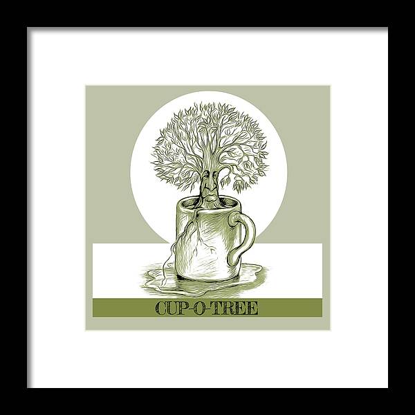 Coffee Framed Print featuring the mixed media Cup O Tree #1 by Greg Joens