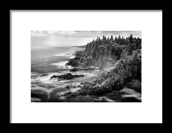 Maine Framed Print featuring the photograph Cutler Coast Black and White #1 by Rick Berk