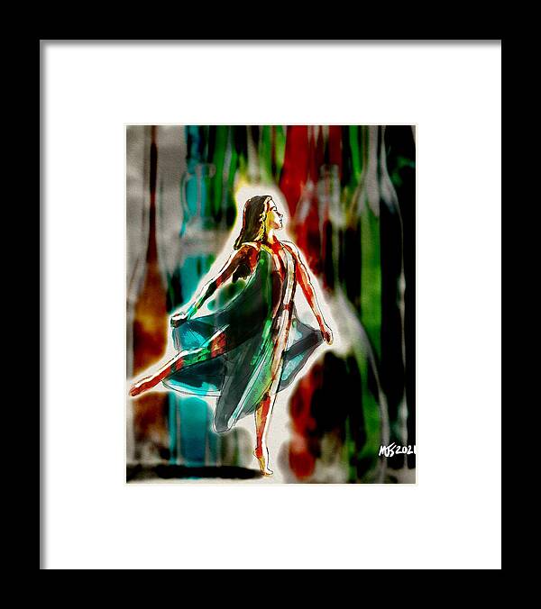 Dancer Framed Print featuring the digital art Dancing In The Dark #1 by Michael Kallstrom