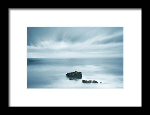 Background Framed Print featuring the photograph Dark Rocks and Bad Weather II by Stefano Orazzini