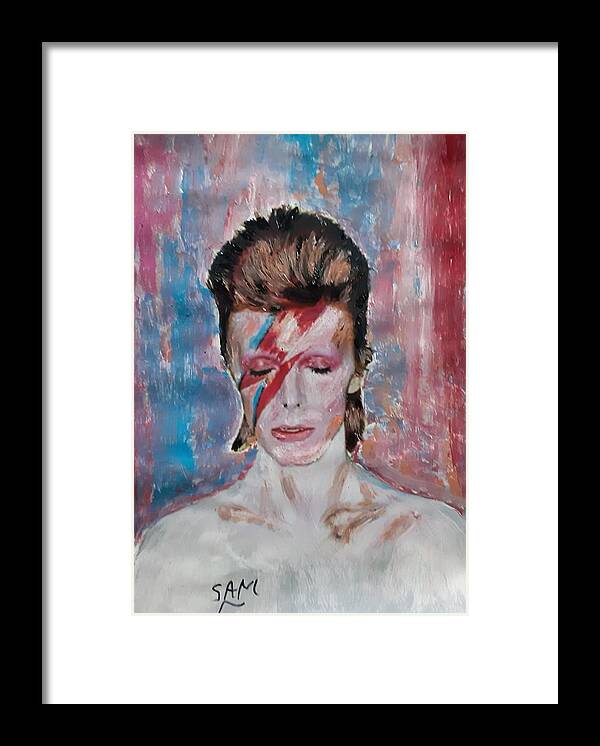 Ground Control Framed Print featuring the painting David Bowie #2 by Sam Shaker