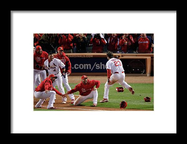 St. Louis Cardinals Framed Print featuring the photograph David Freese by Rob Carr