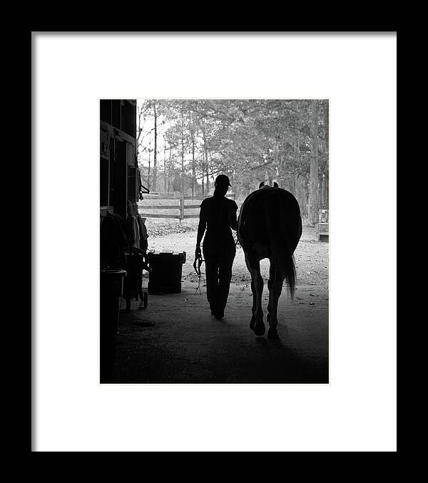 Horses Framed Print featuring the photograph Day's End by Minnie Gallman