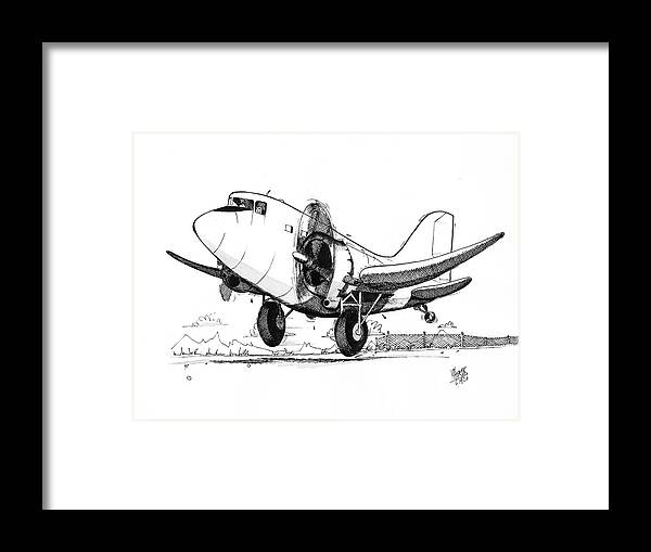 Douglass Framed Print featuring the drawing Dc-3 by Michael Hopkins