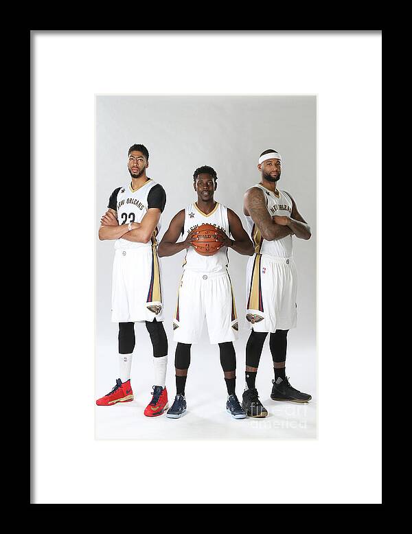 Nba Pro Basketball Framed Print featuring the photograph Demarcus Cousins, Jrue Holiday, and Anthony Davis by Layne Murdoch