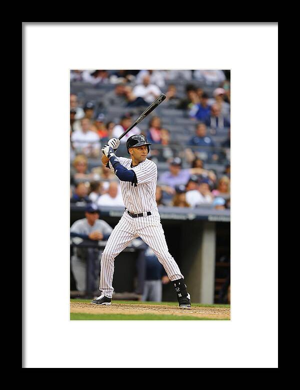 People Framed Print featuring the photograph Derek Jeter by Al Bello