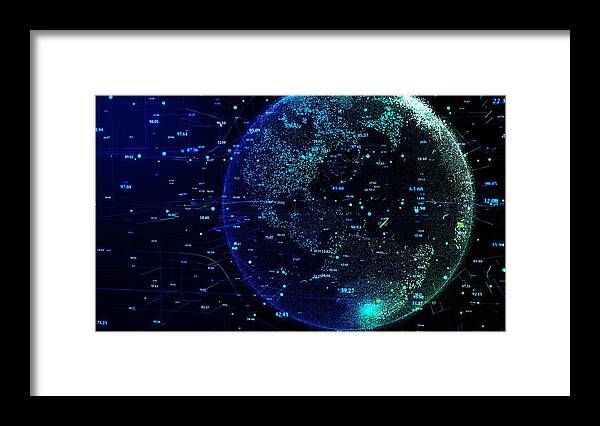 Peer-to-peer Framed Print featuring the photograph Digital world, conceptual illustration #1 by Eduard Muzhevskyi / Science Photo Library