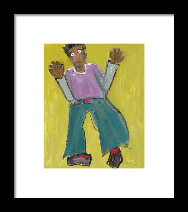 Figure Black Lives Matter Boy Framed Print featuring the painting Dont Shoot #1 by Martha Zausmer