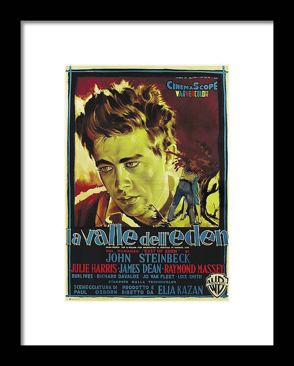 Synopsis Framed Print featuring the mixed media ''East of Eden'', 1955 - art by Luigi Martinati by Movie World Posters