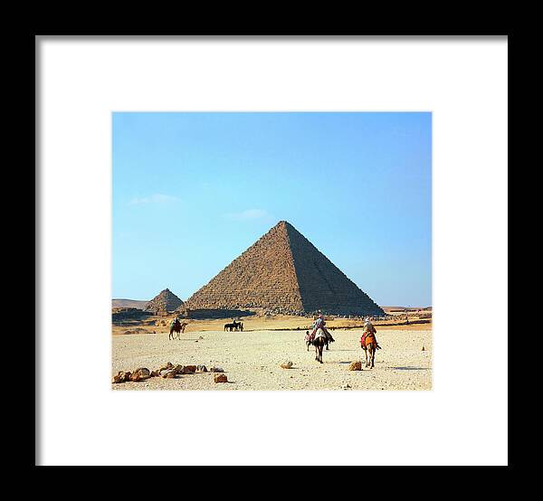 Pyramid Framed Print featuring the photograph egypt pyramids in Giza #1 by Mikhail Kokhanchikov