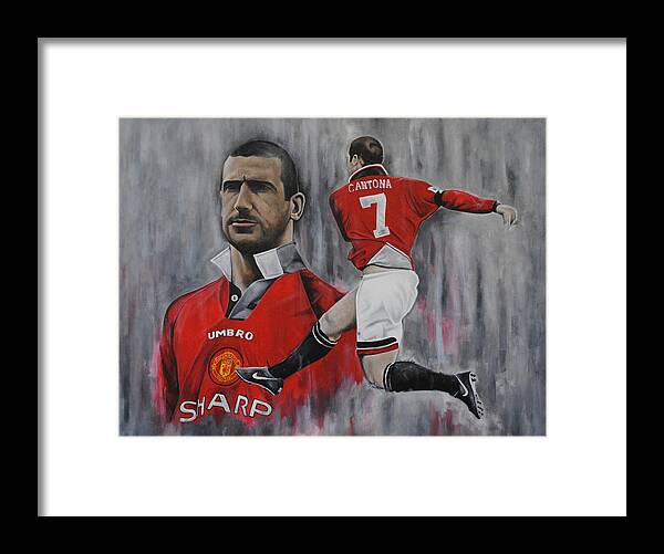 Eric Cantona Framed Print featuring the painting Eric Cantona #1 by David Dunne