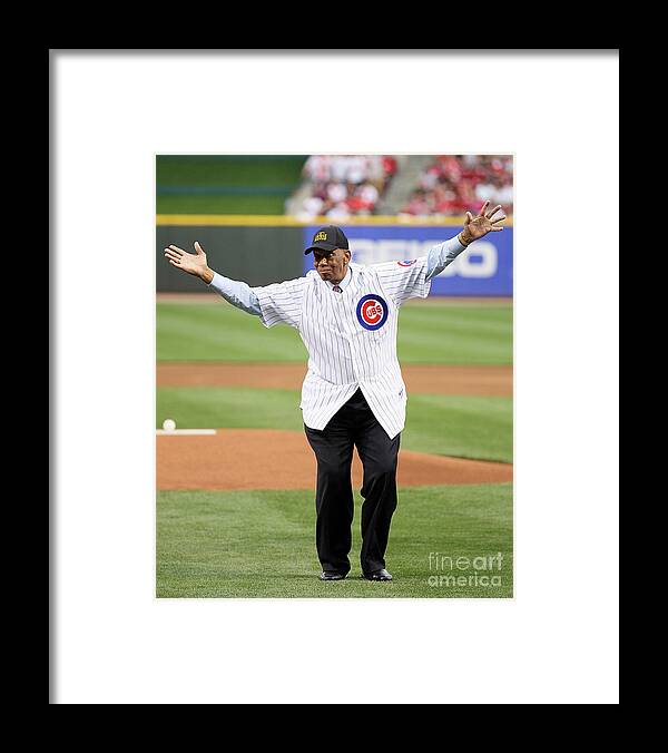Great American Ball Park Framed Print featuring the photograph Ernie Banks by Andy Lyons