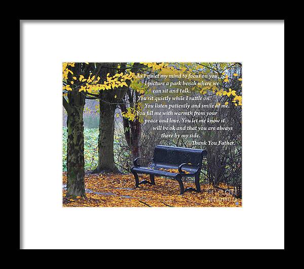 Park-bench Framed Print featuring the digital art Fall Bench by Kirt Tisdale