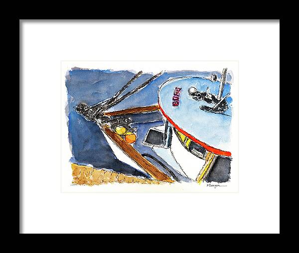 Fishing Boat Framed Print featuring the drawing Fishing Boat #1 by Mike Bergen