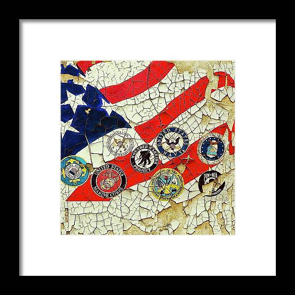  Framed Print featuring the mixed media Flag by Angie ONeal