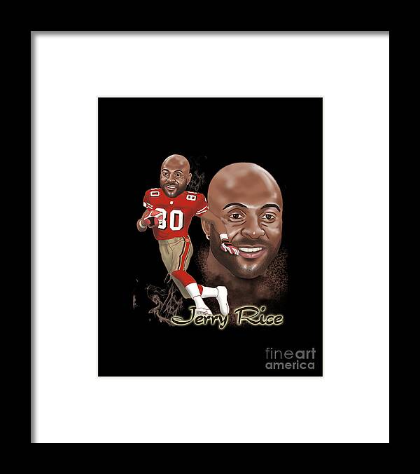 Jerryrice Framed Print featuring the drawing Football Legends #1 by Socozora S
