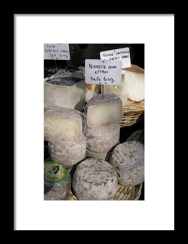 France Framed Print featuring the photograph French cheeses at a market, France, Paris,Ile-de-France, France #1 by Kevin Oke