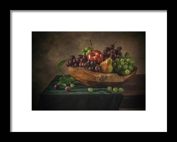 Still Life Framed Print featuring the pyrography Fruits #1 by Anna Rumiantseva