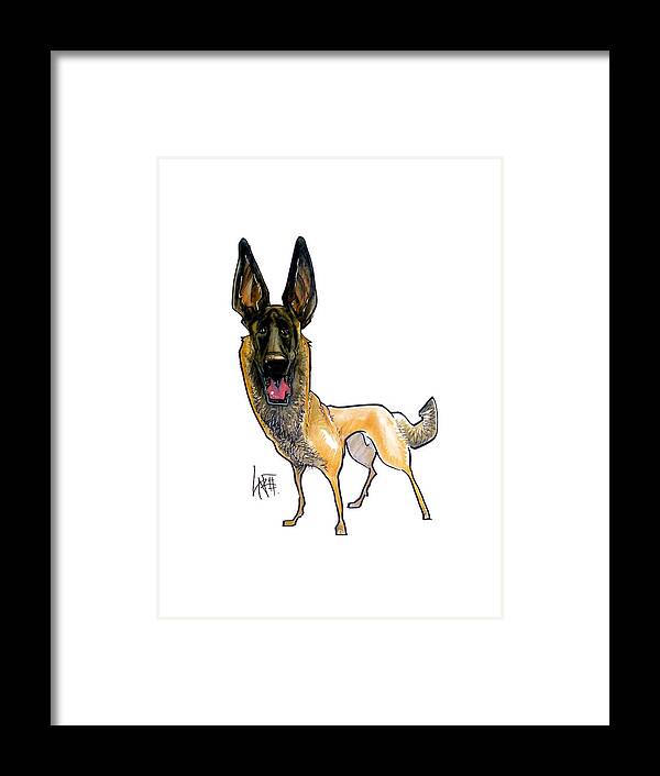 Dog Framed Print featuring the drawing German Shepherd by Canine Caricatures By John LaFree