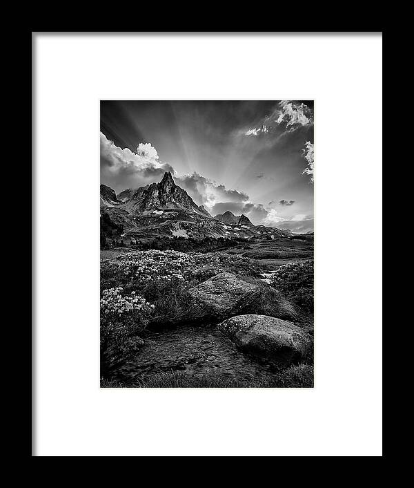 River Framed Print featuring the photograph God Rays in the French Alps #1 by Jon Glaser