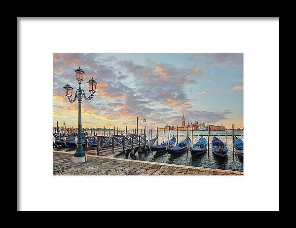Gondola Framed Print featuring the photograph Gondolas In Venice #1 by Manjik Pictures