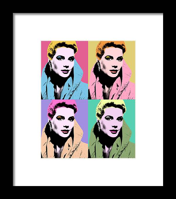Grace Kelly Framed Print featuring the mixed media Grace Kelly pop art #1 by Movie World Posters