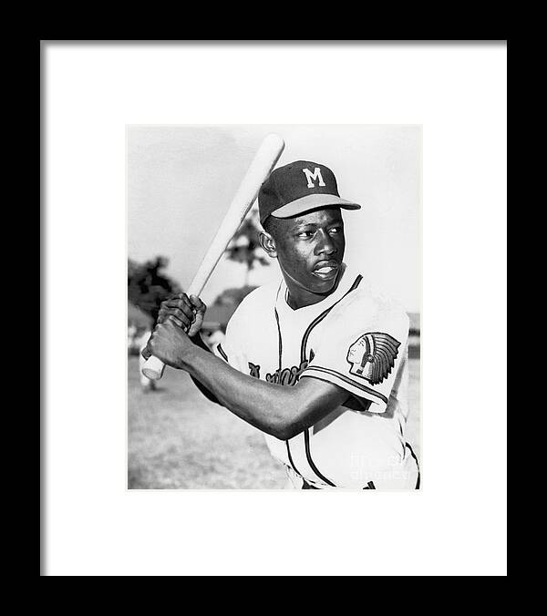 1950-1959 Framed Print featuring the photograph Hank Aaron by National Baseball Hall Of Fame Library