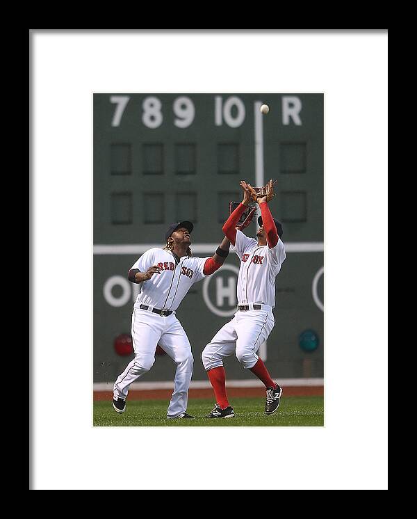 People Framed Print featuring the photograph Hanley Ramirez and Xander Bogaerts #1 by Jim Rogash