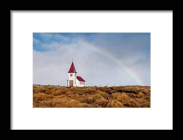 Iceland Framed Print featuring the photograph Hellnar church in Snaefellsnes peninsula at Western Iceland. #1 by Michalakis Ppalis