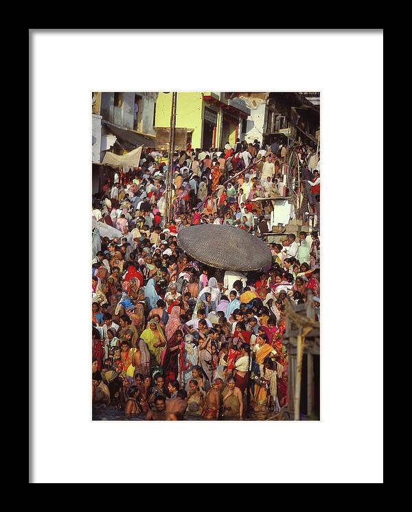 River Framed Print featuring the photograph Hindu pilgrims bathe in the Ganges #1 by Steve Estvanik